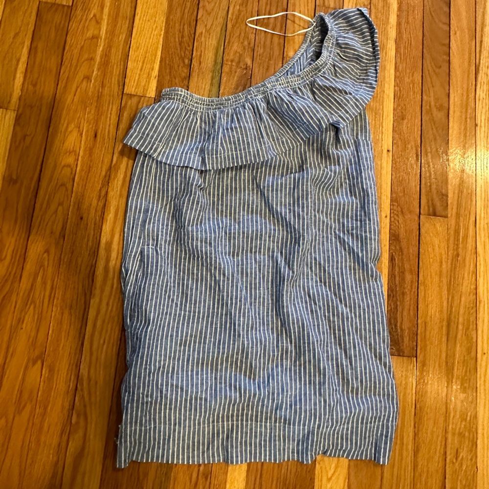 Blue stripe one shoulder dress